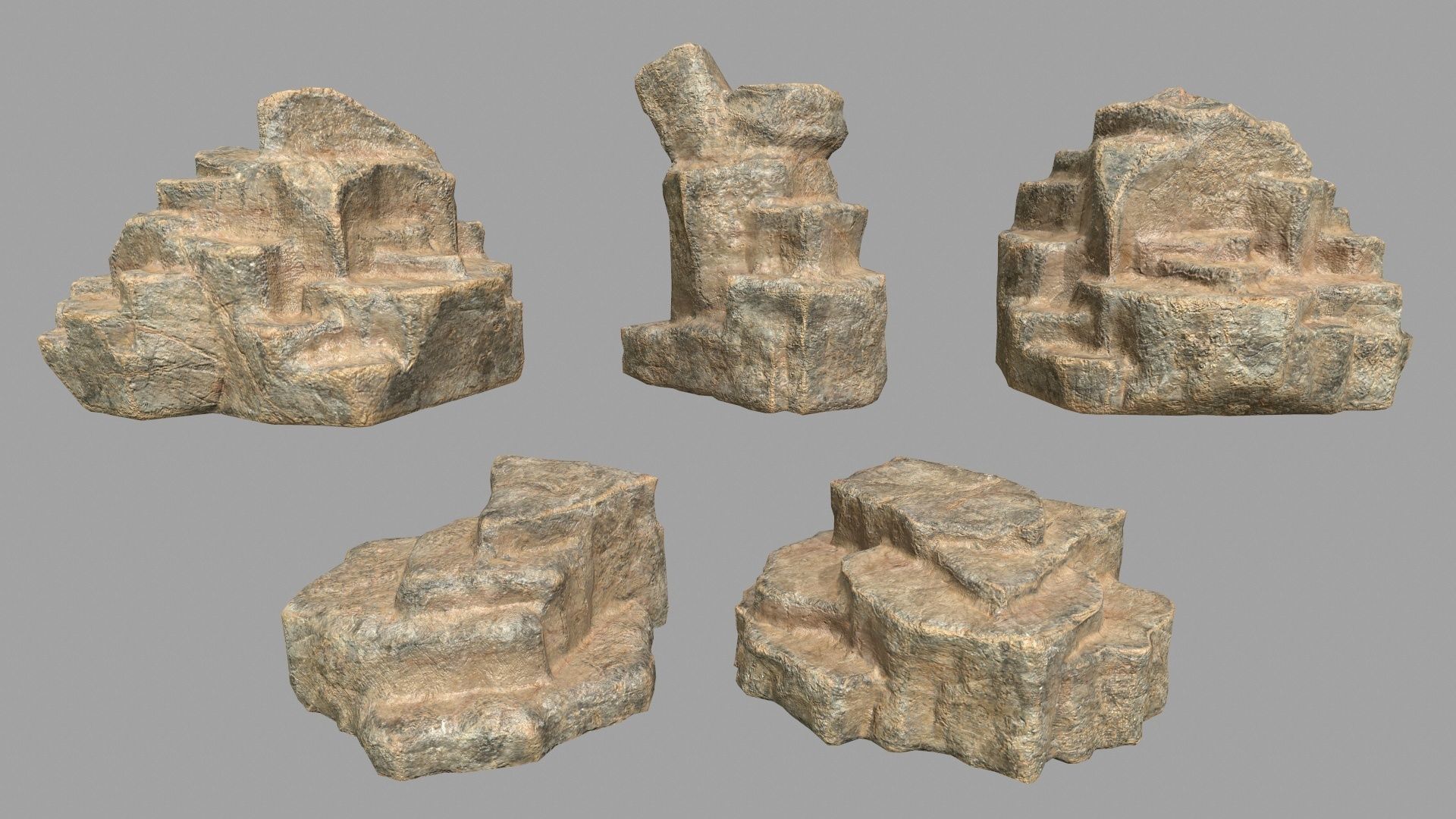 Rock Set Low-poly 3D model_1