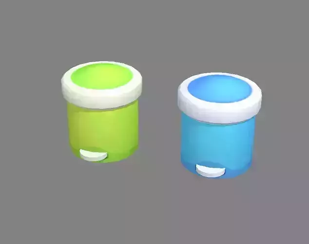 Cartoon plastic trashcan - circular