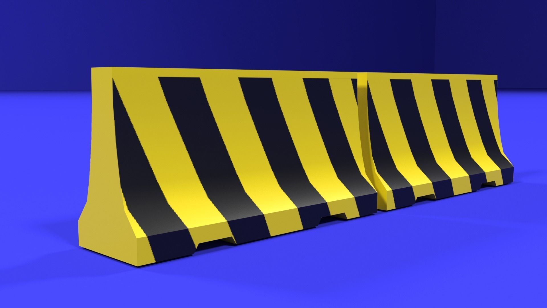 White and red short and long plastic road barriers Low-poly 3D model_10
