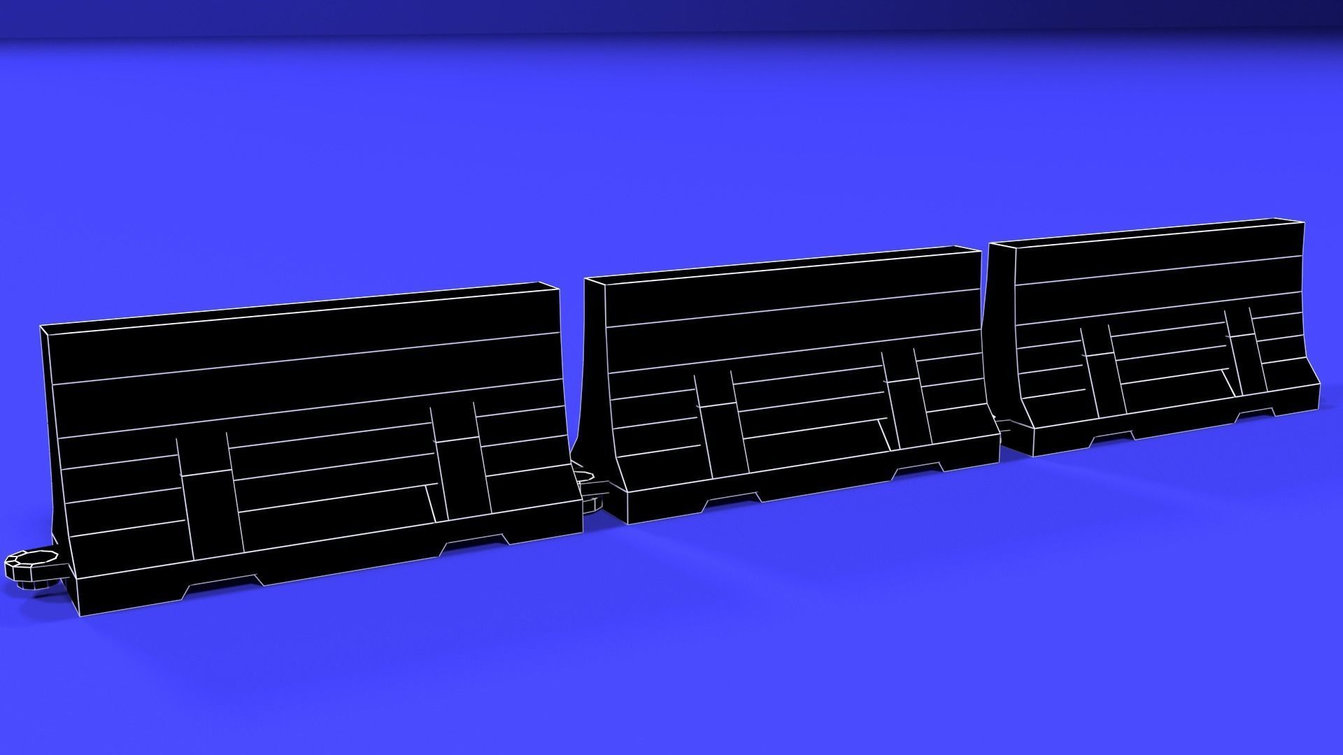 White and red short and long plastic road barriers Low-poly 3D model_18