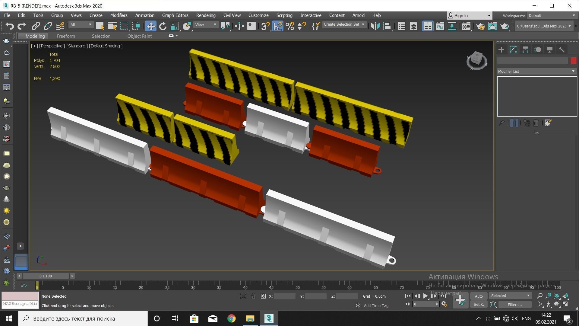 White and red short and long plastic road barriers Low-poly 3D model_2