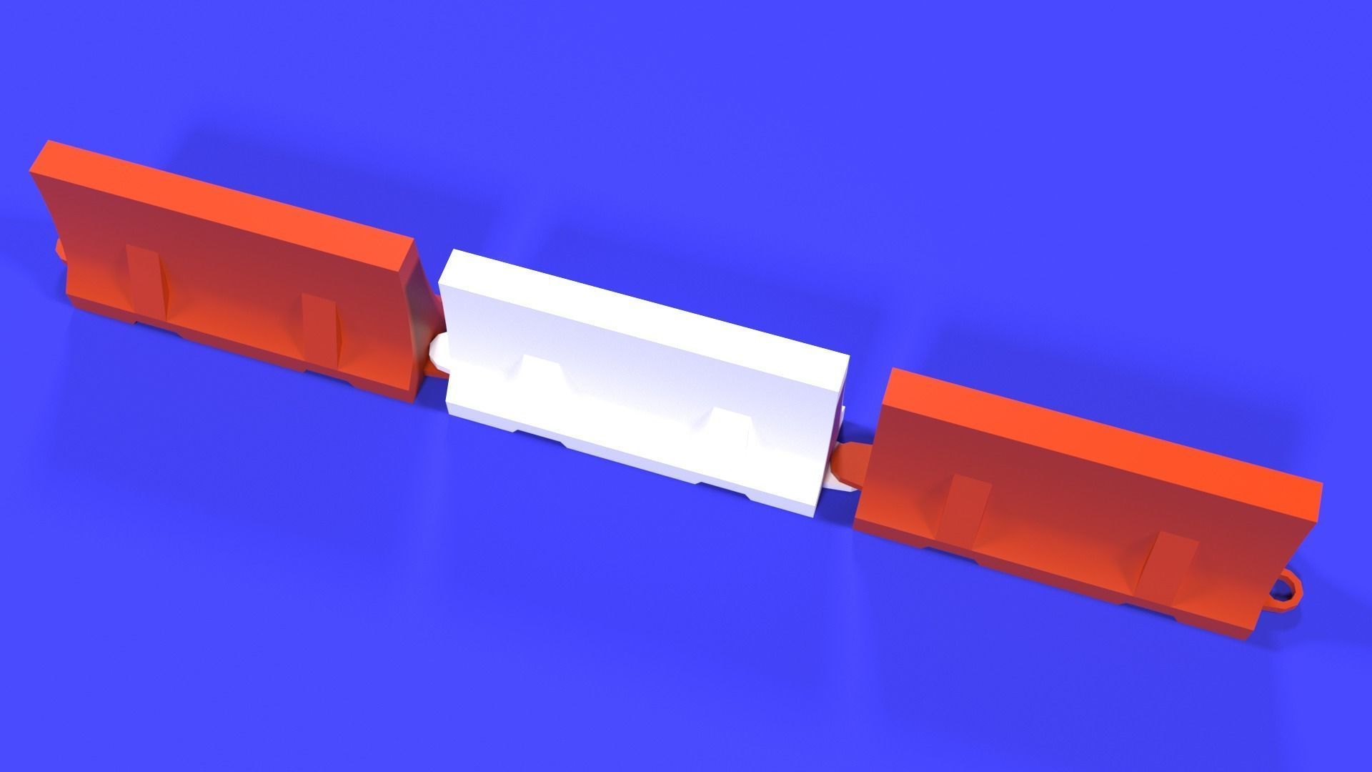 White and red short and long plastic road barriers Low-poly 3D model_4