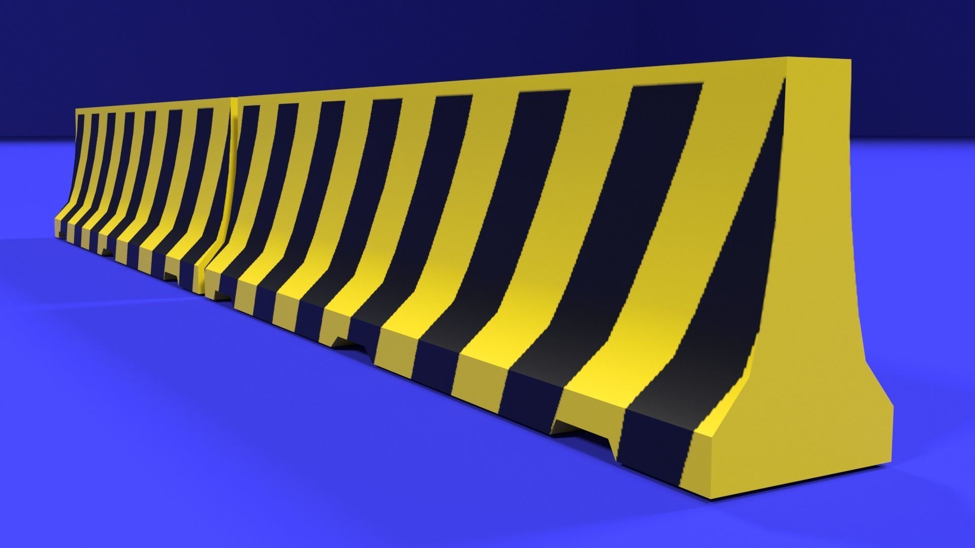 White and red short and long plastic road barriers Low-poly 3D model_13