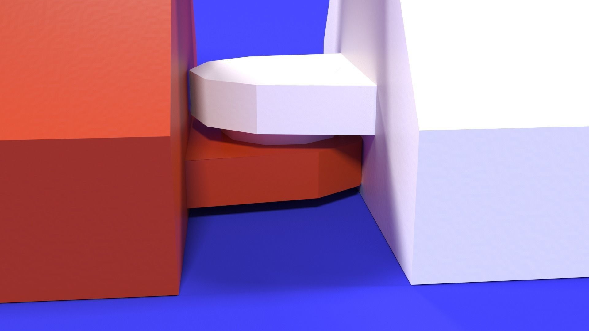 White and red short and long plastic road barriers Low-poly 3D model_5