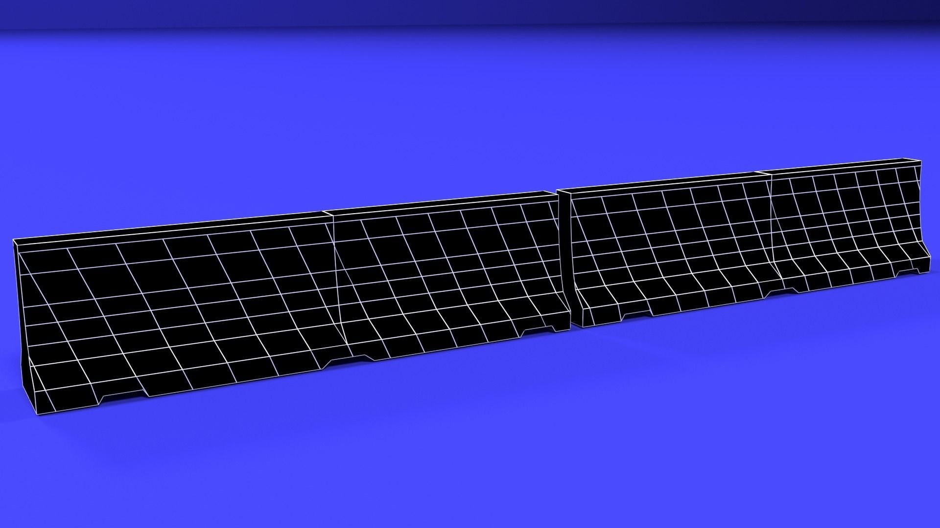 White and red short and long plastic road barriers Low-poly 3D model_19