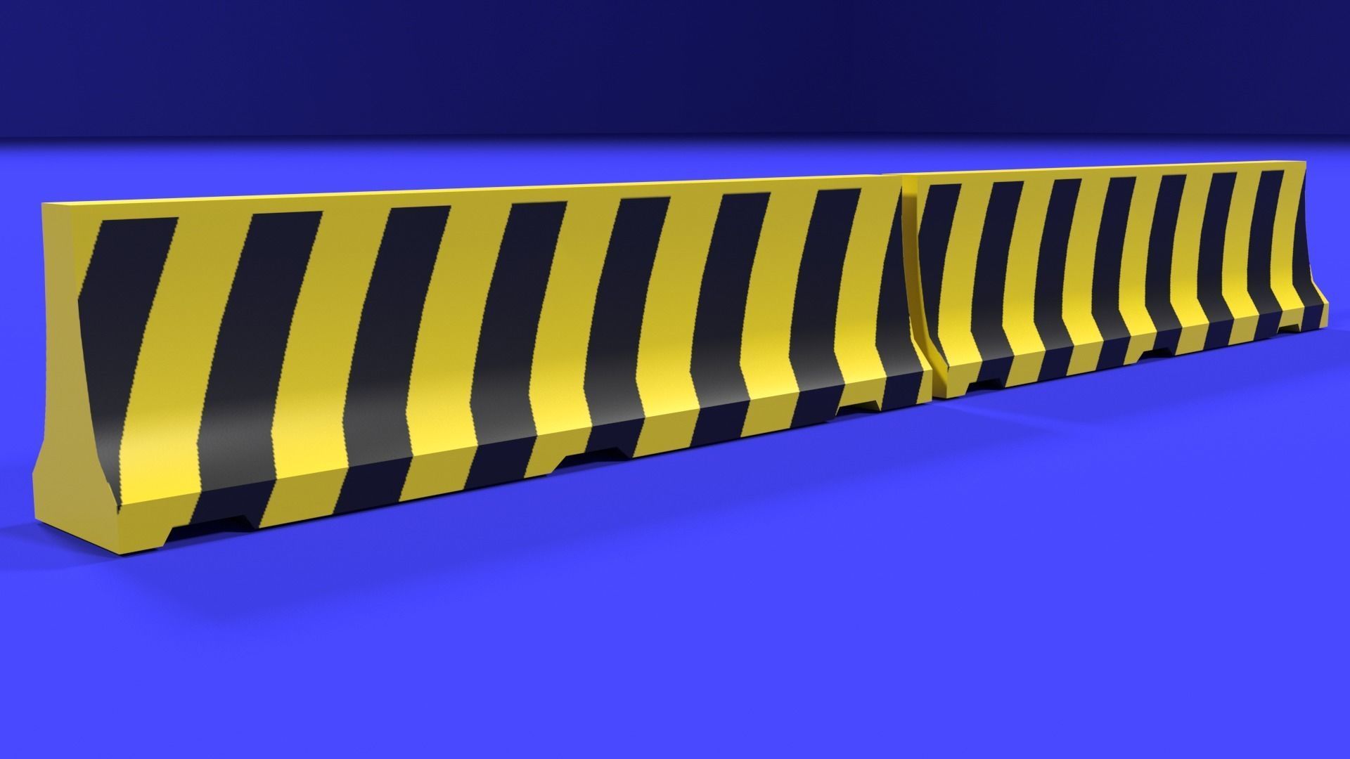 White and red short and long plastic road barriers Low-poly 3D model_14