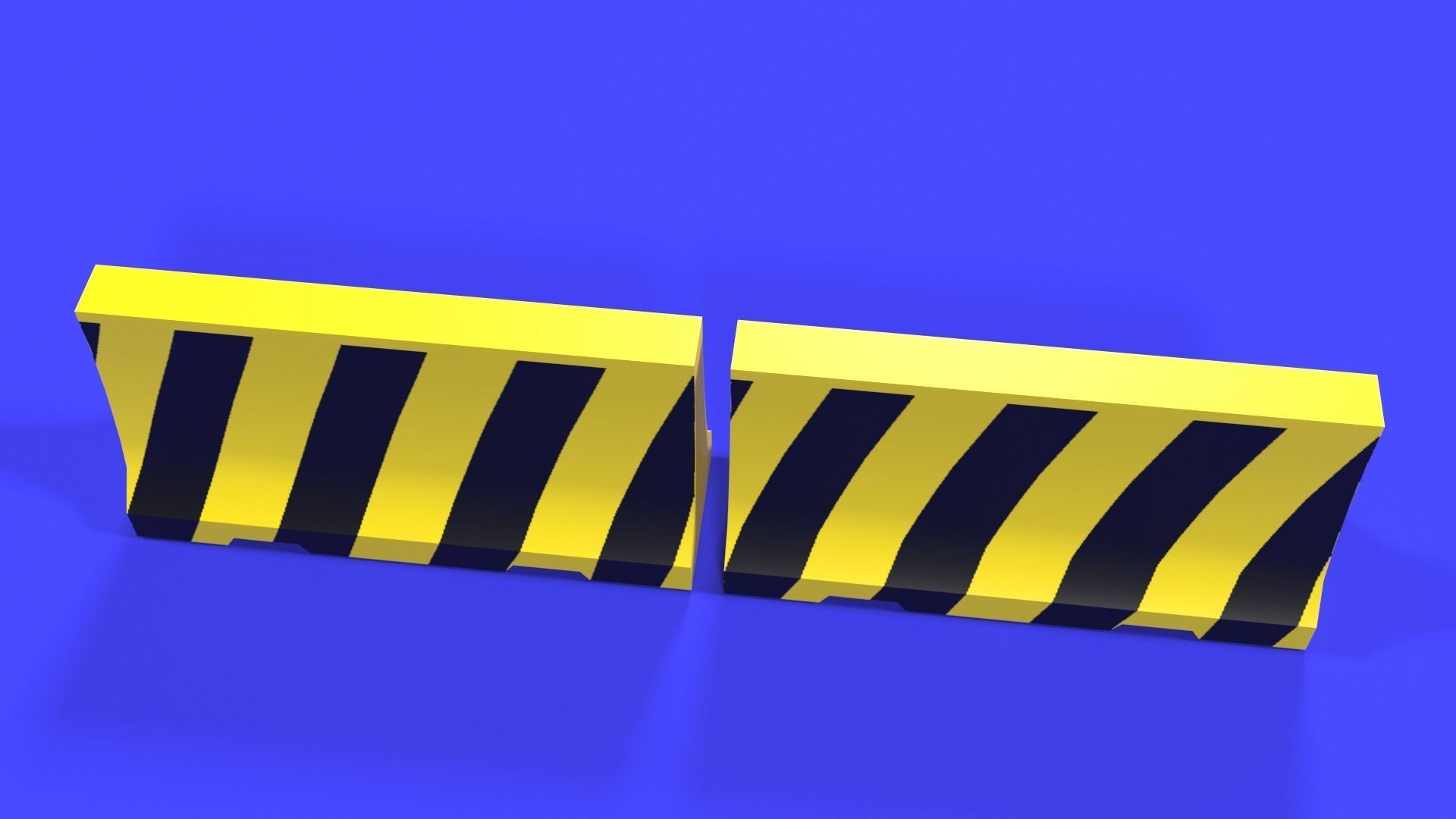 White and red short and long plastic road barriers Low-poly 3D model_11