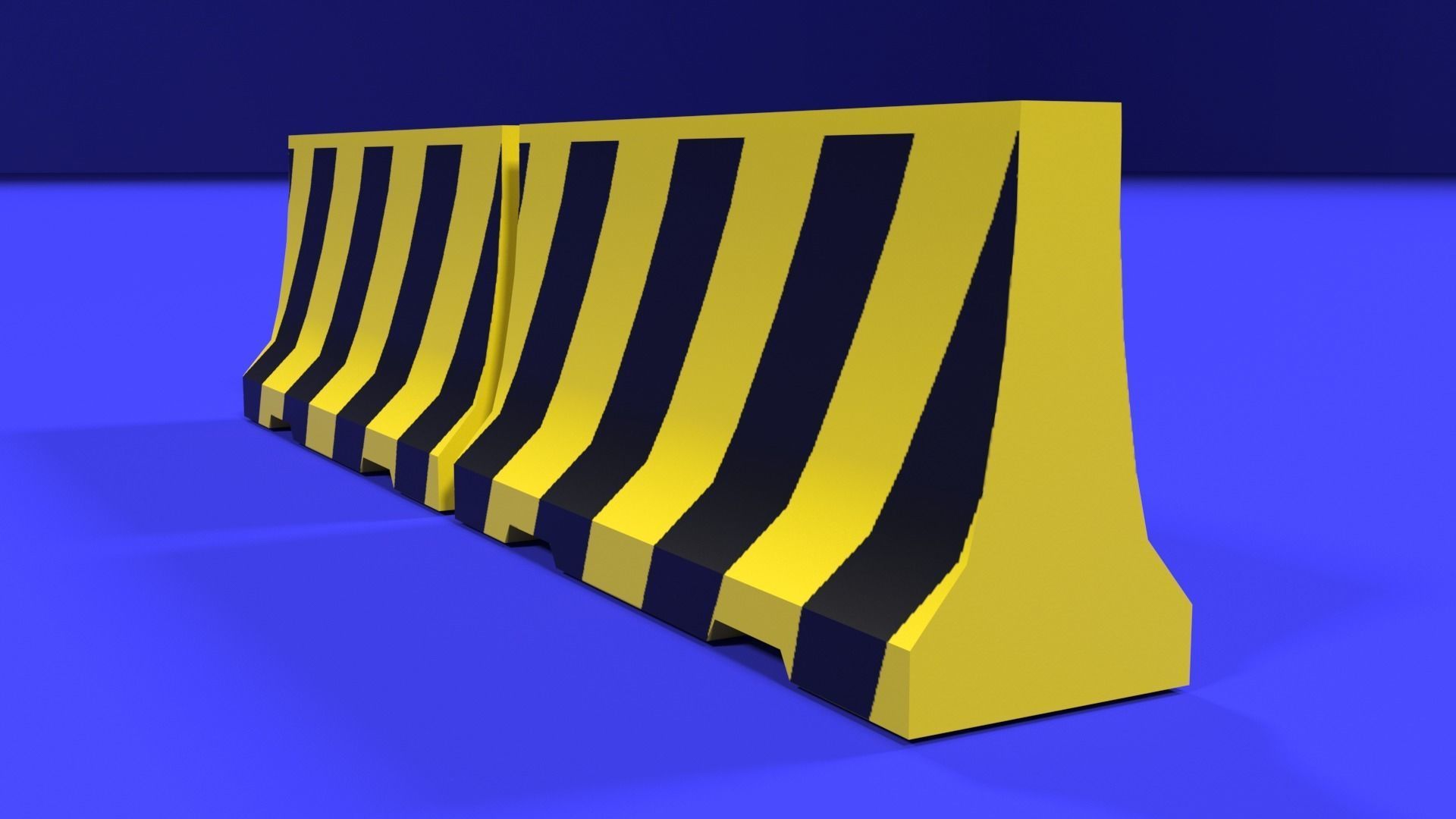 White and red short and long plastic road barriers Low-poly 3D model_12