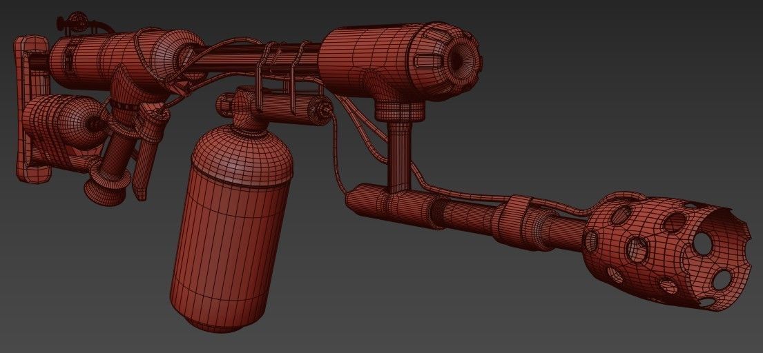 flame gun Low-poly 3D model_13