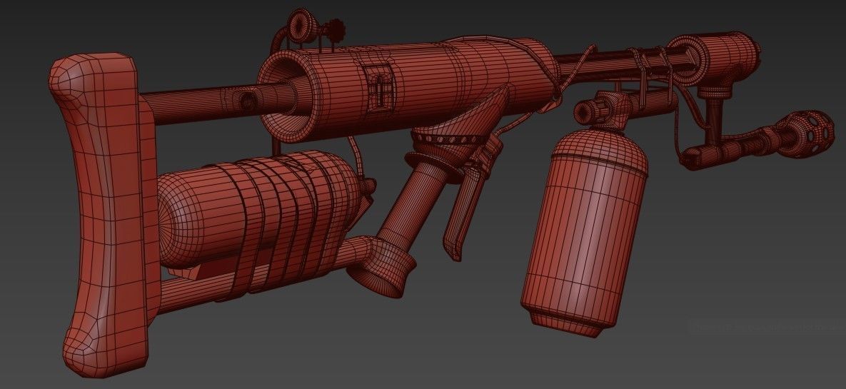 flame gun Low-poly 3D model_12