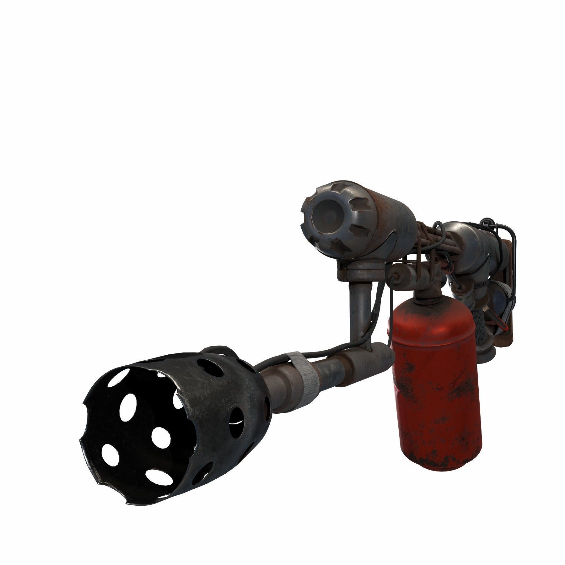 flame gun Low-poly 3D model_3