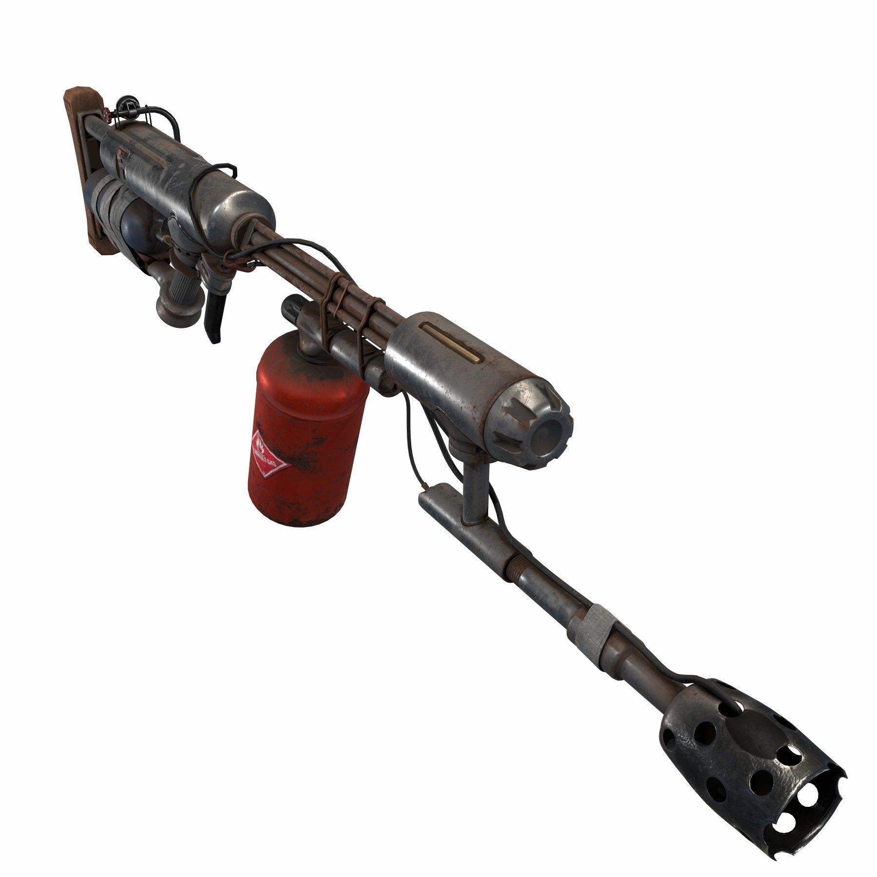flame gun Low-poly 3D model_9