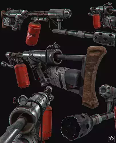 flame gun Low-poly 3D model