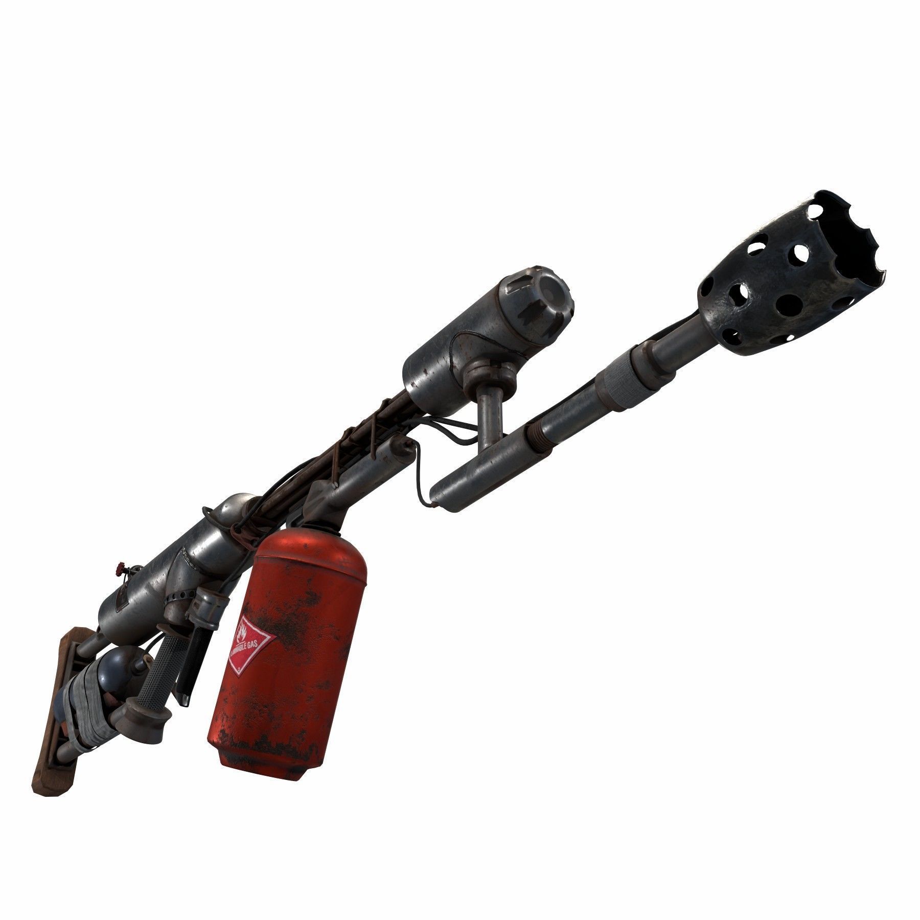 flame gun Low-poly 3D model_2