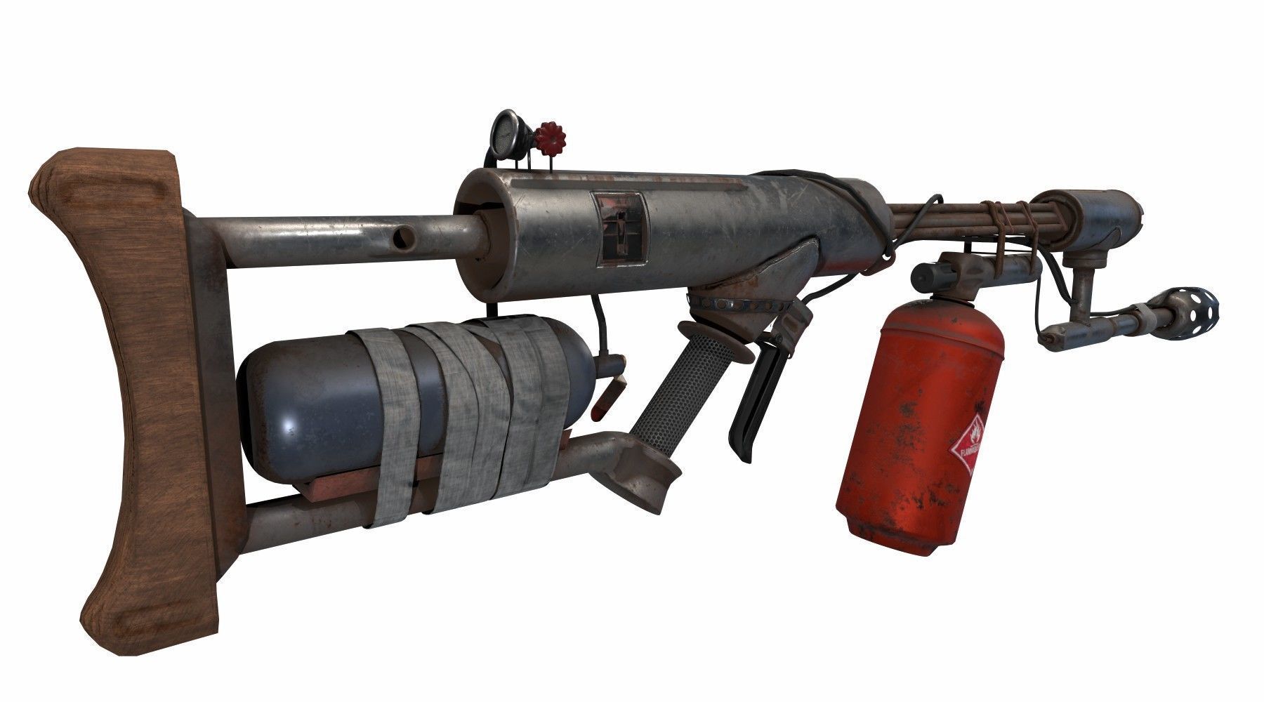 flame gun Low-poly 3D model_6