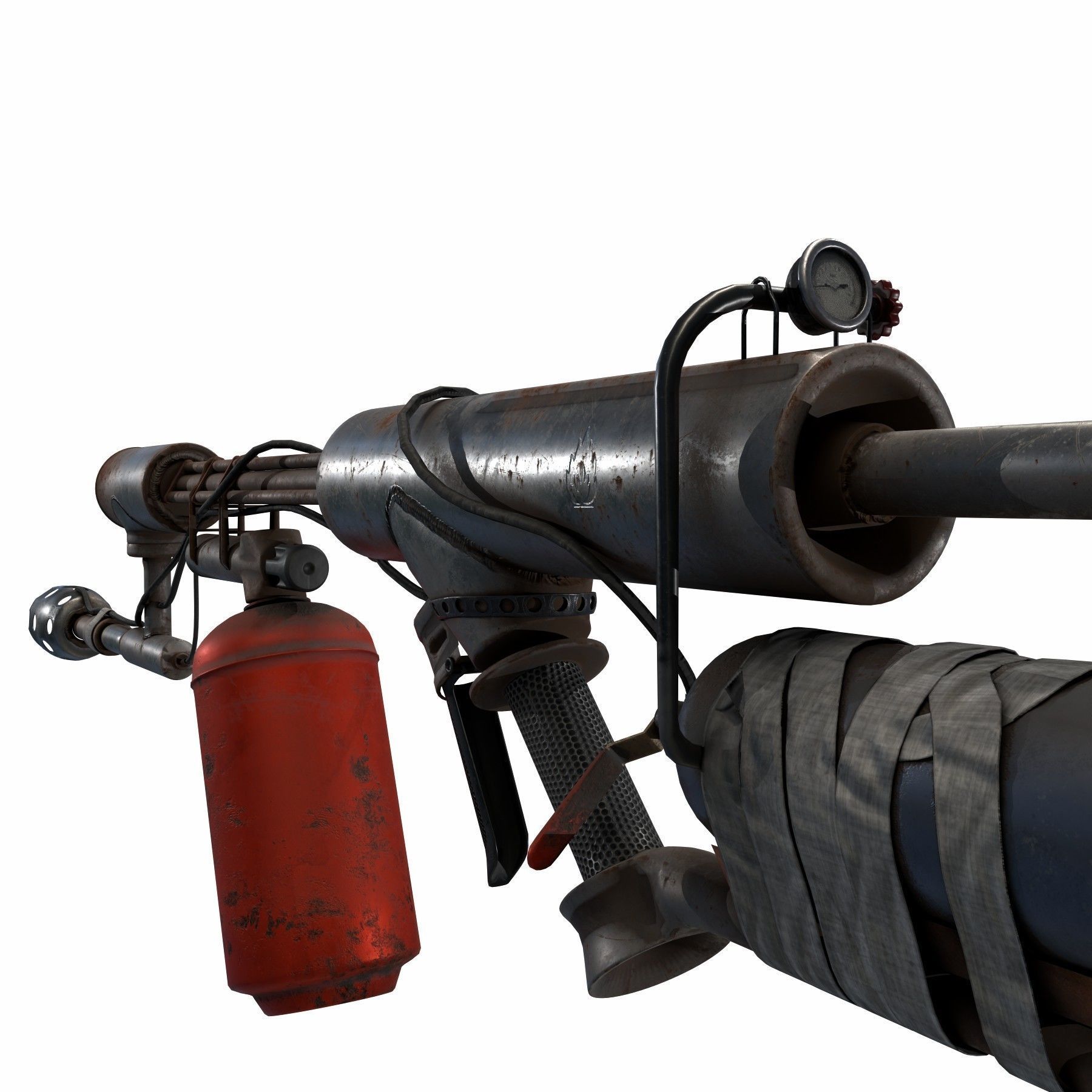 flame gun Low-poly 3D model_11