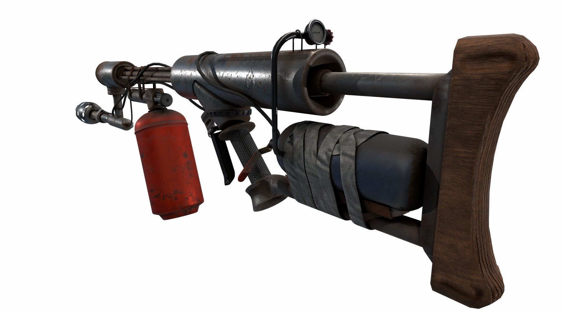 flame gun Low-poly 3D model_7