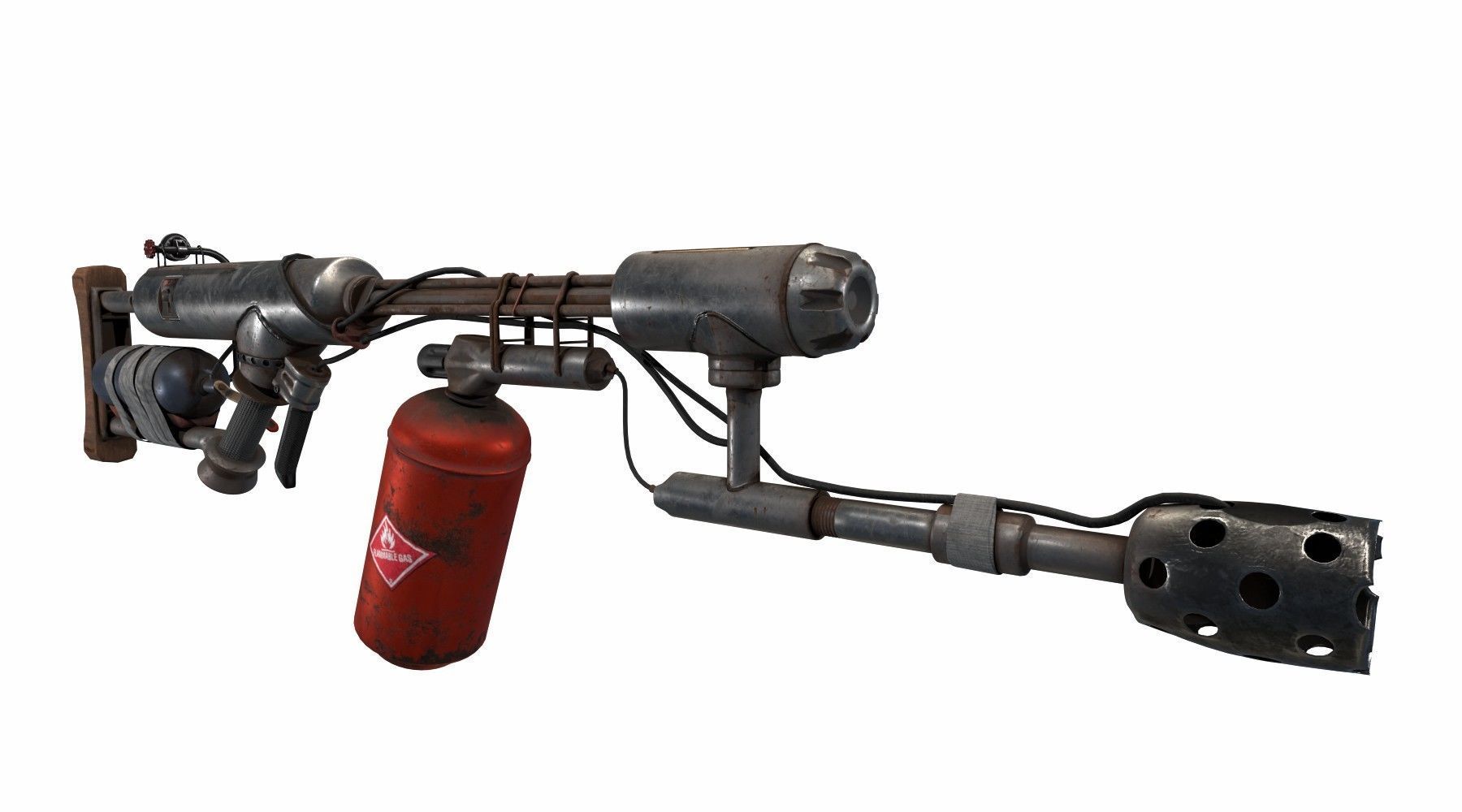 flame gun Low-poly 3D model_1