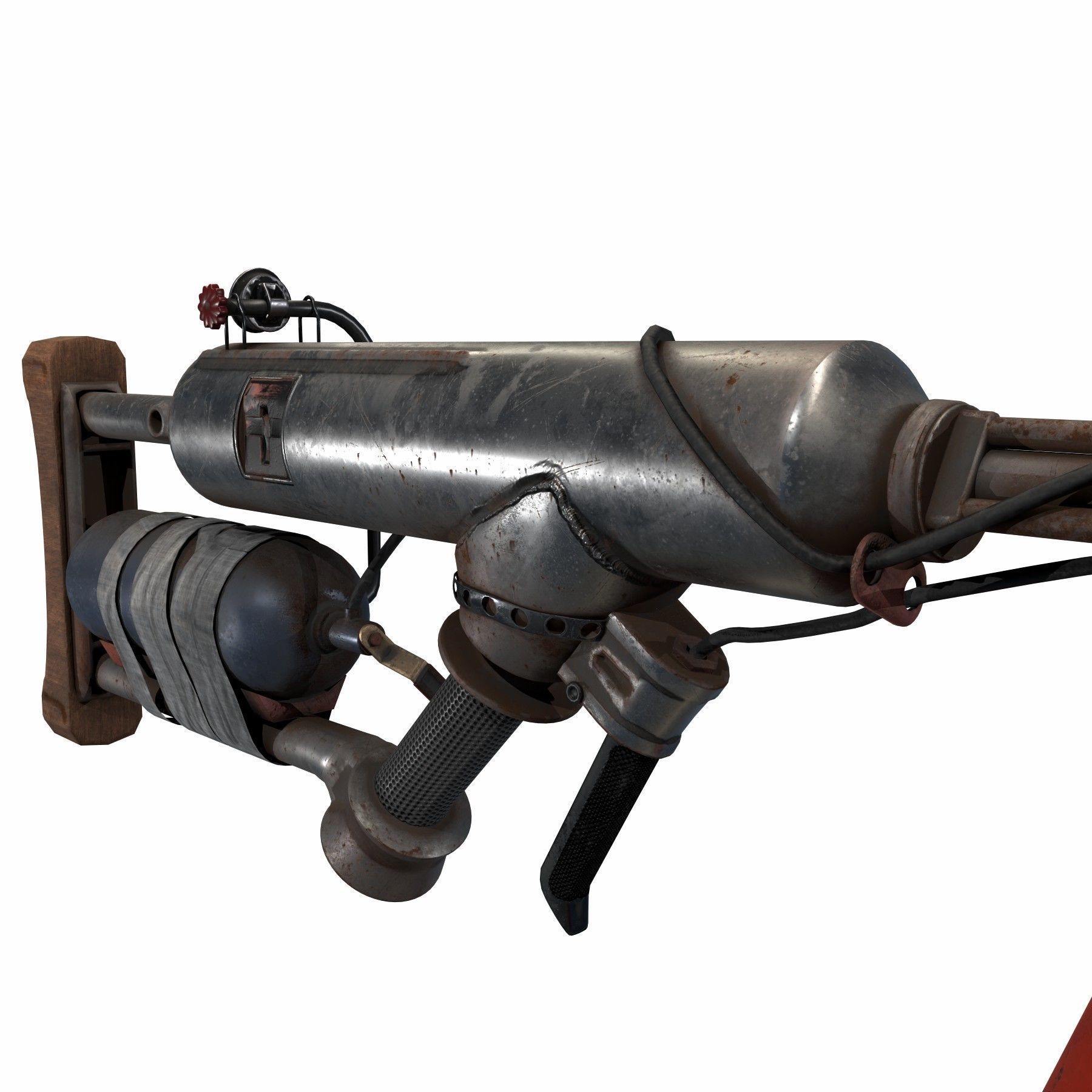 flame gun Low-poly 3D model_5
