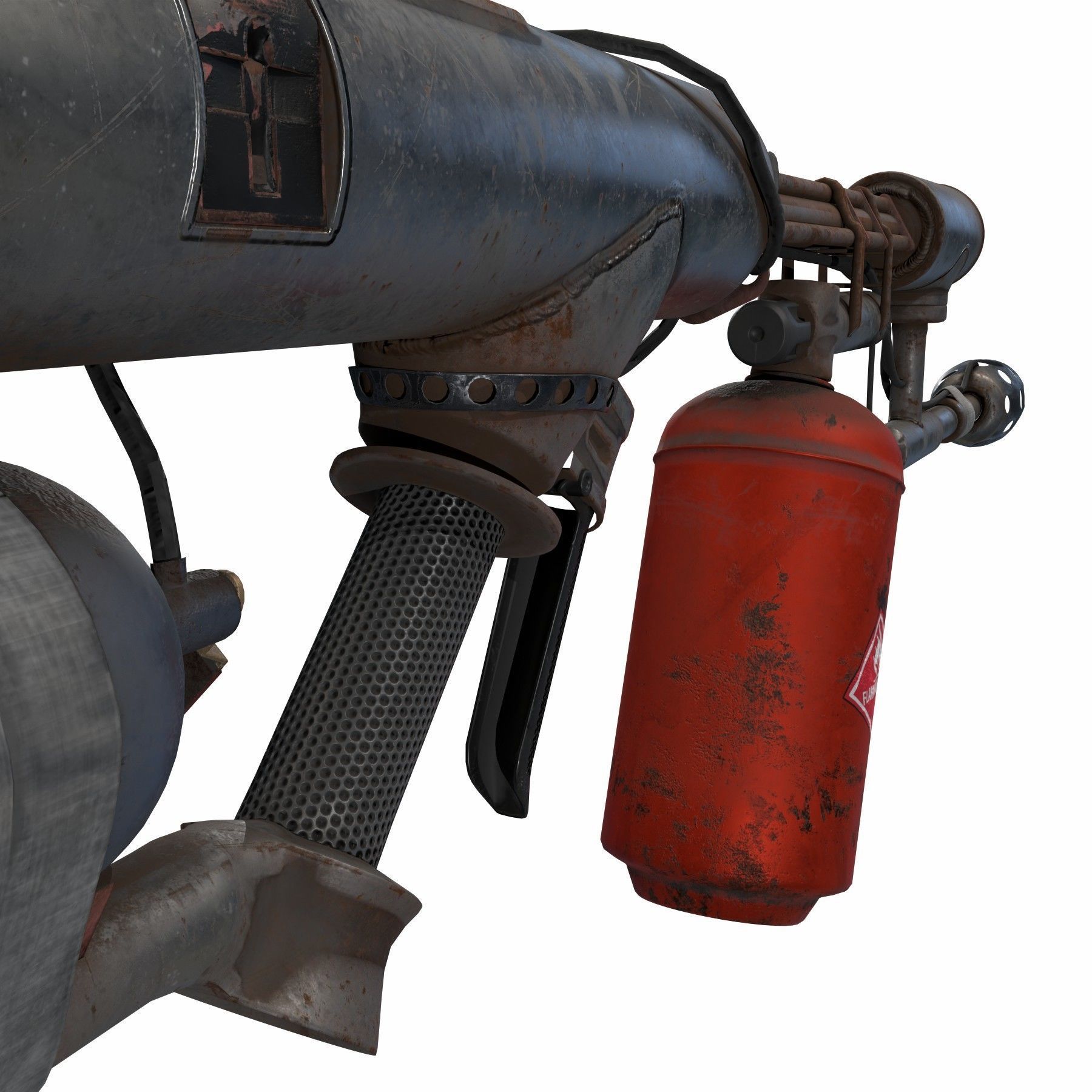 flame gun Low-poly 3D model_10