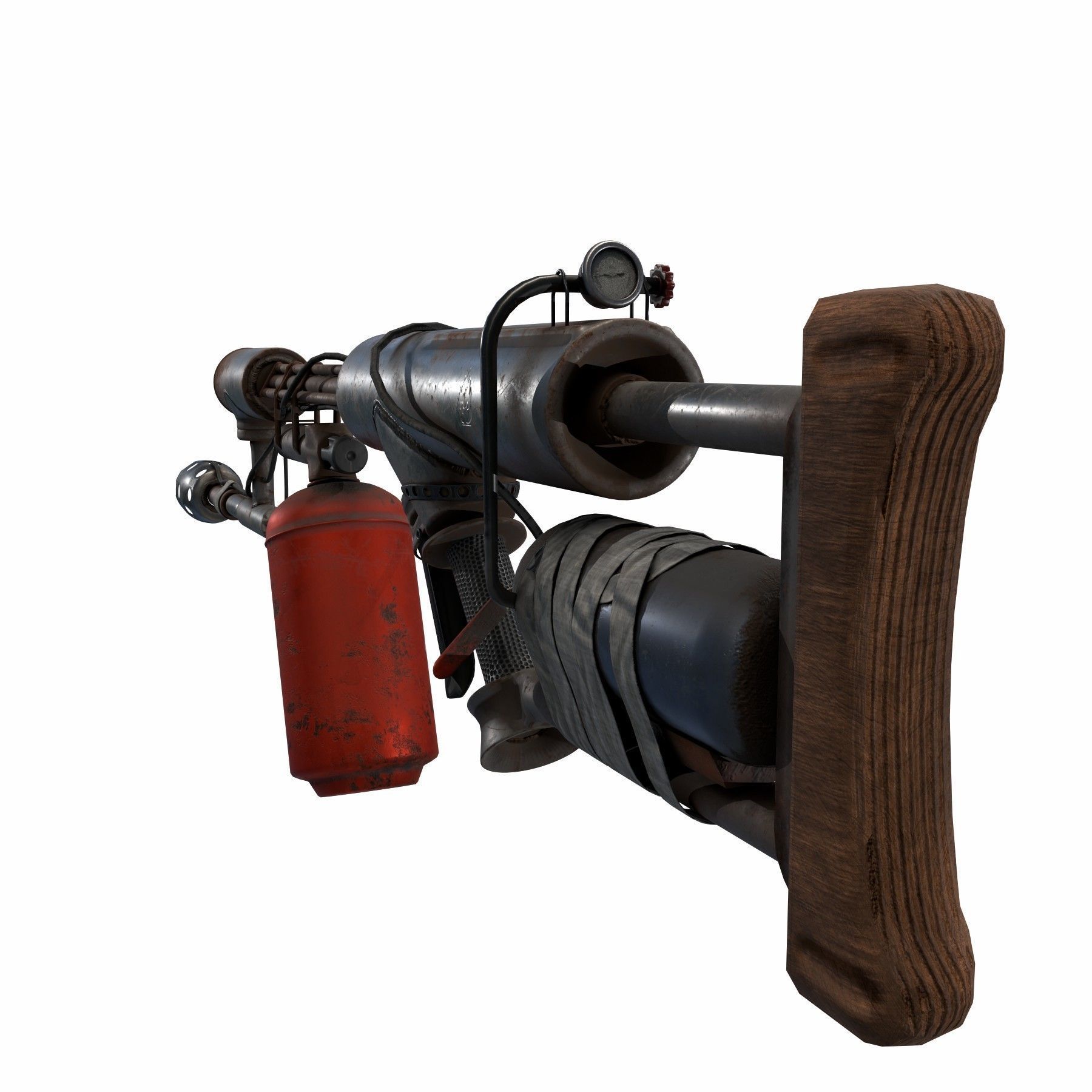 flame gun Low-poly 3D model_8