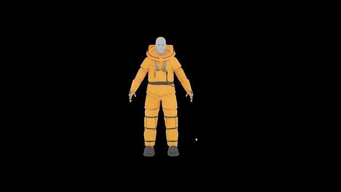 astronaut man in orange suit Free 3D model