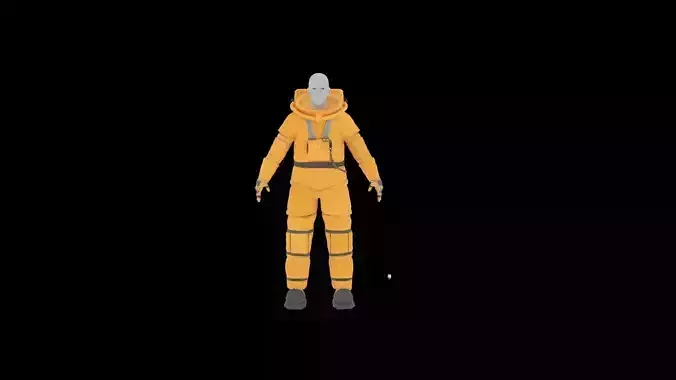 astronaut man in orange suit Free 3D model