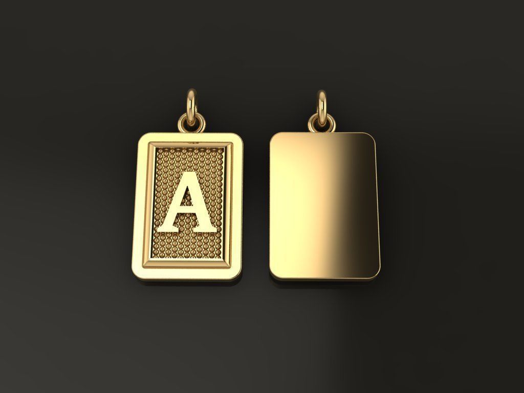 Antique Vintage Style Box Rectangle Letter Frame Pendant STYLE 3 3D print model_3