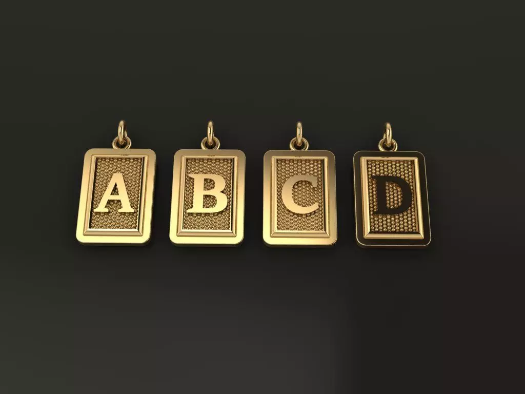 Antique Vintage Style Box Rectangle Letter Frame Pendant STYLE 3 3D print model_0