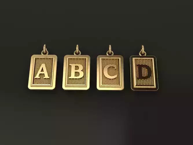 Antique Vintage Style Box Rectangle Letter Frame Pendant STYLE 3
