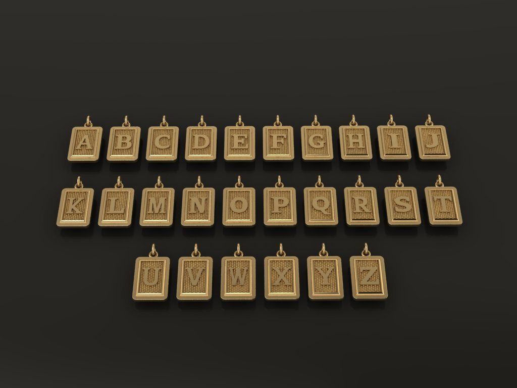 Antique Vintage Style Box Rectangle Letter Frame Pendant STYLE 3 3D print model_2