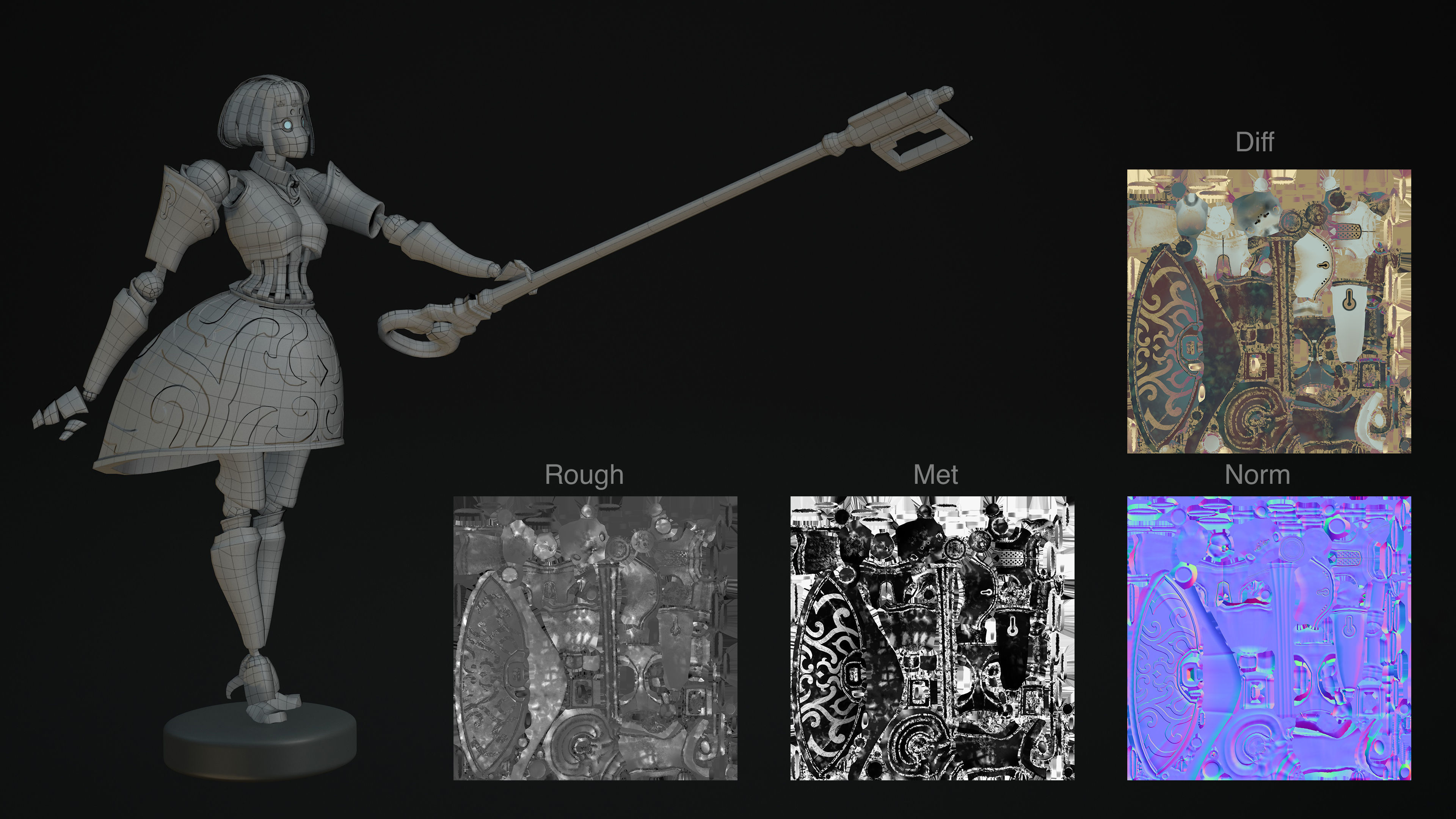 Sirena the Housekeeper Low-poly 3D model_3