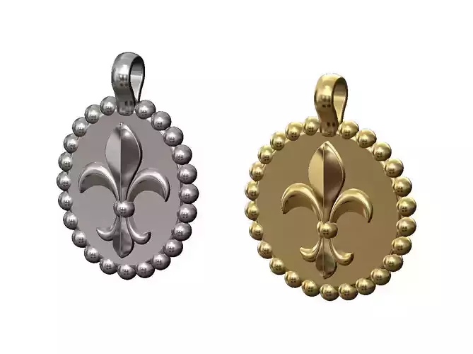 Heraldic lily with a bead halo pendant charm  3D print model
