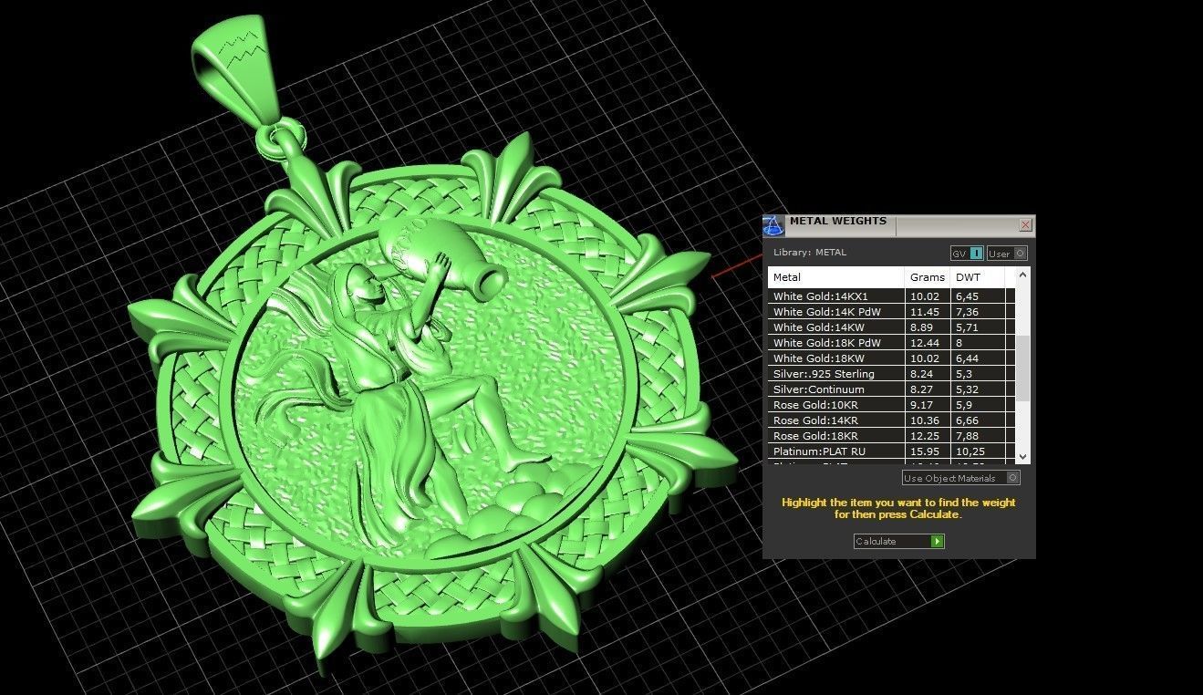 Aquarius Vodolyey Acuario Zodiac Horoscope pendant medalion 3D print model_5