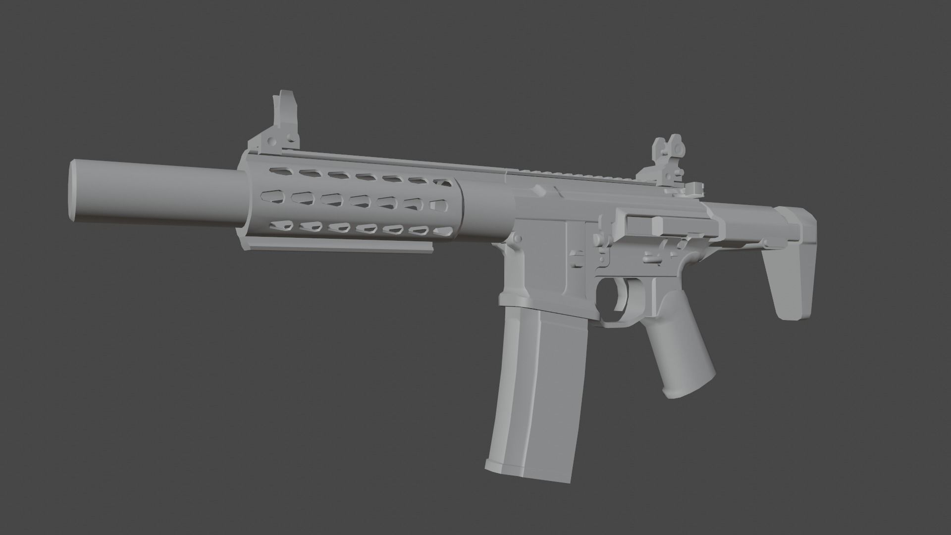 Honey-Badger silver rifle Low-poly 3D model_3