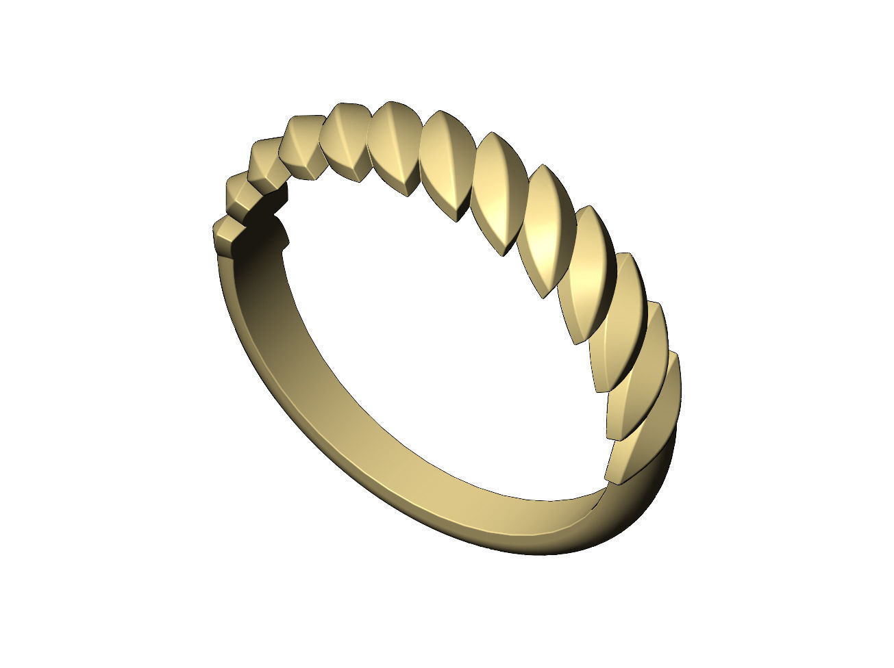 Tilted wheat leaf band 3D print model_4