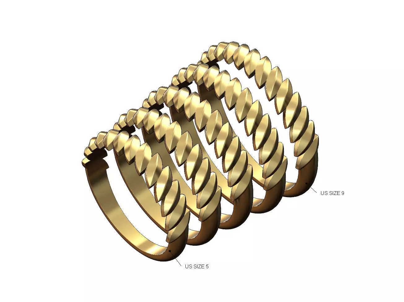 Tilted wheat leaf band 3D print model_0