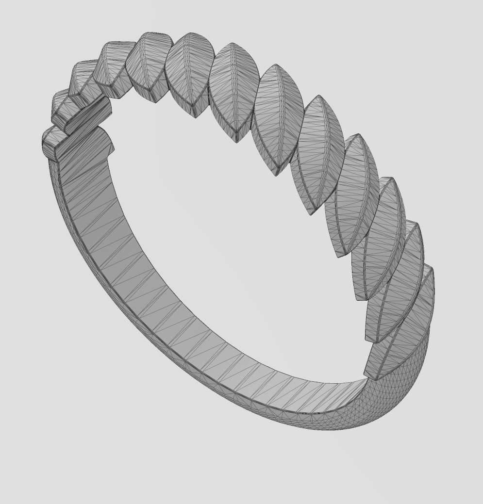 Tilted wheat leaf band 3D print model_13