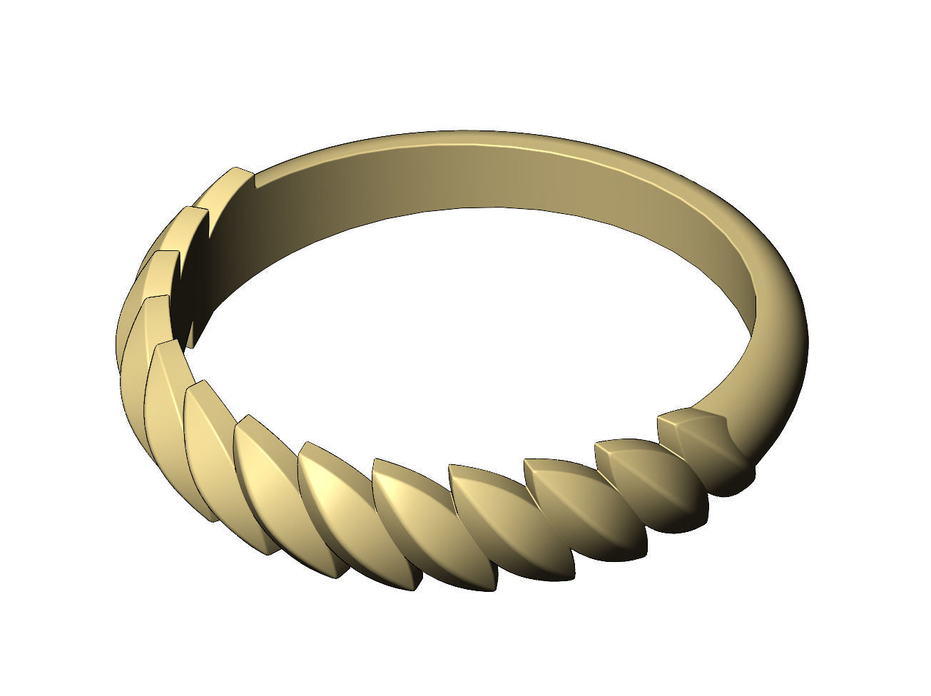 Tilted wheat leaf band 3D print model_8