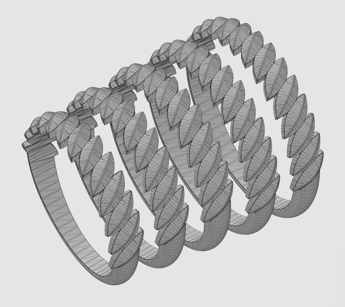 Tilted wheat leaf band 3D print model_12