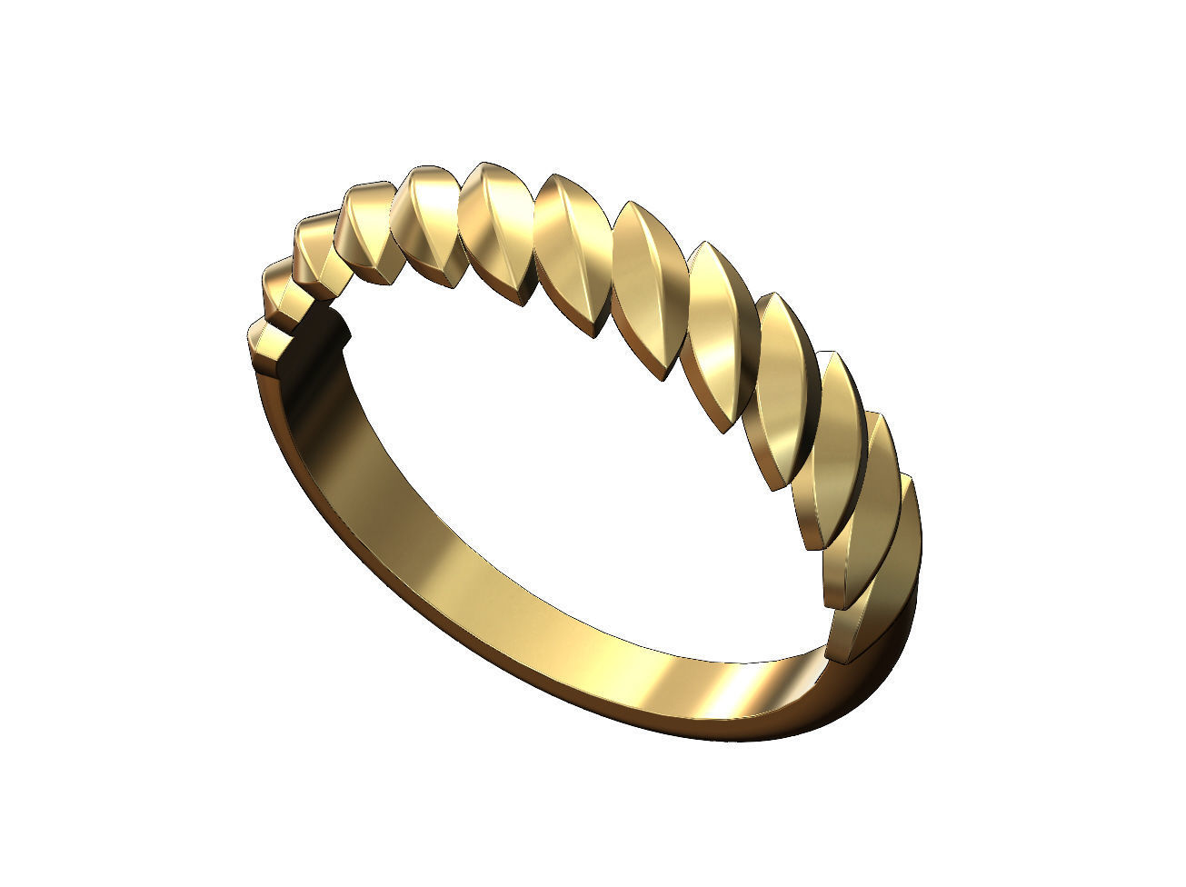 Tilted wheat leaf band 3D print model_3