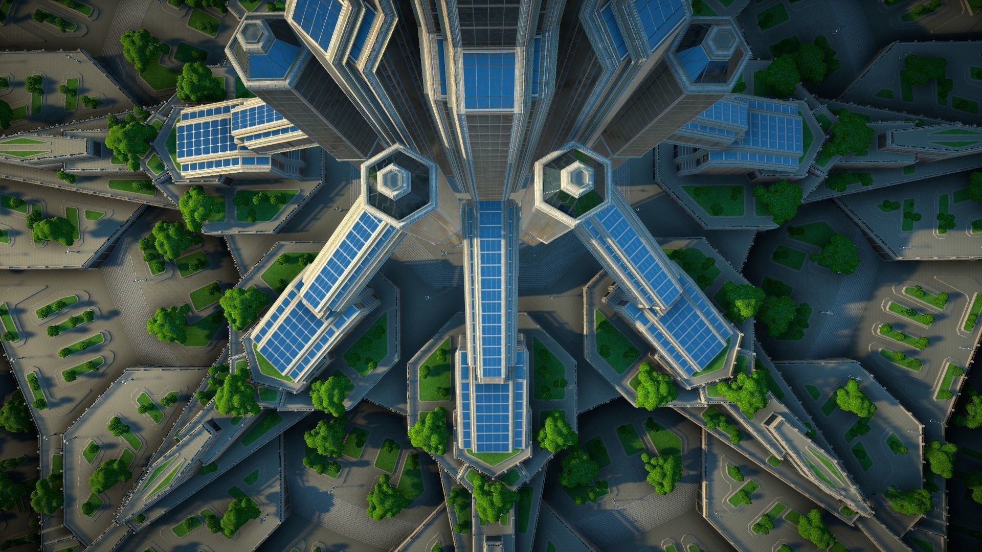 Sci fi city low-poly constructor Low-poly 3D model_43