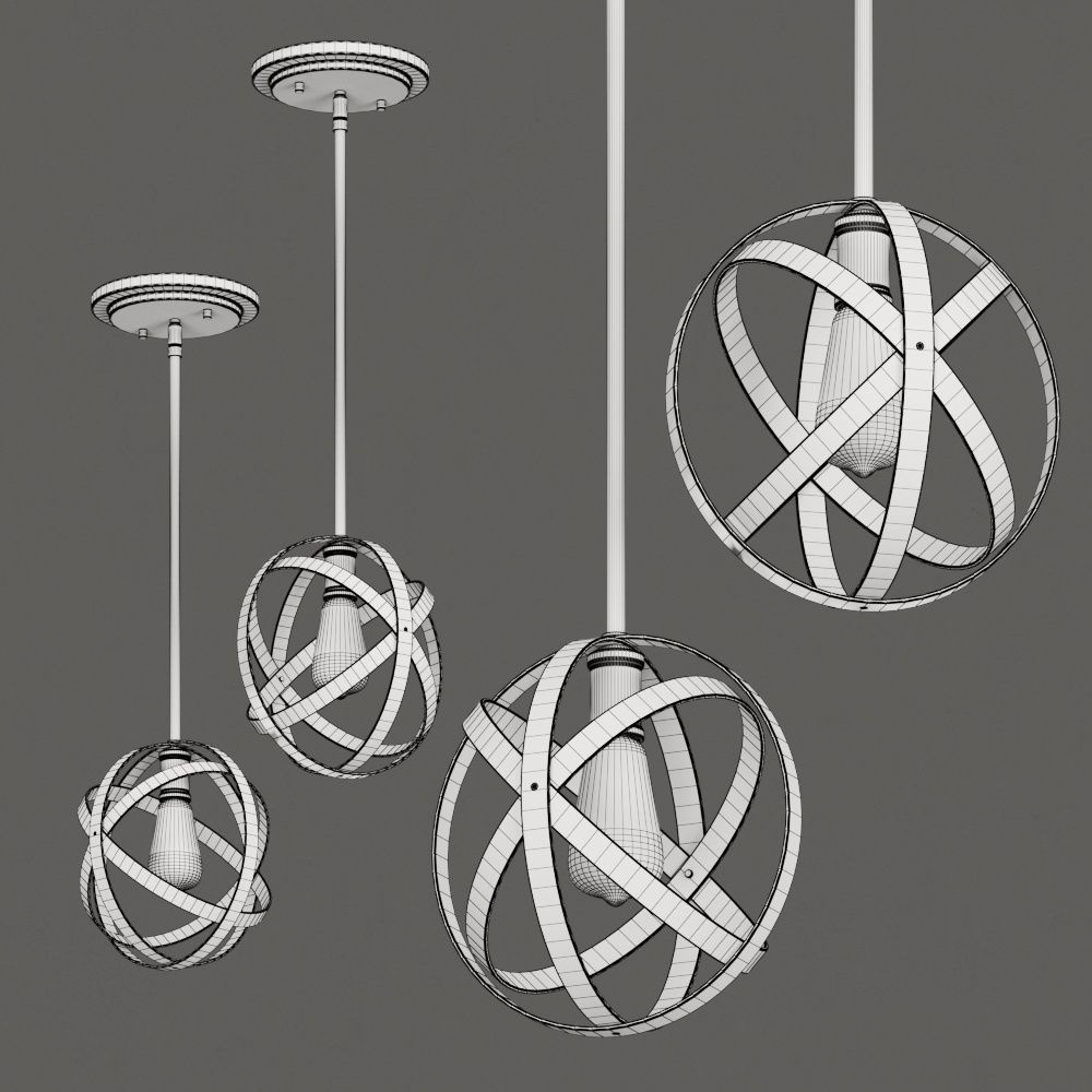 Wrought Studio Prange Globe Pendant Lamps 3D model_1