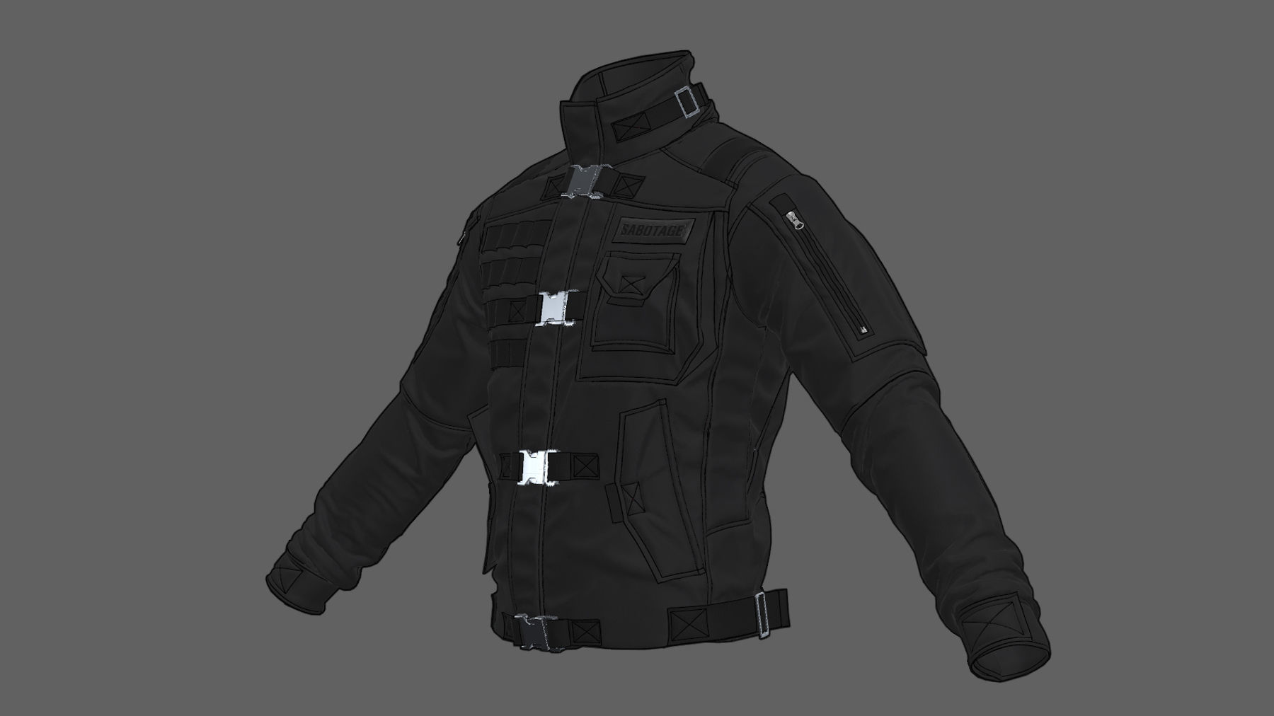 Military tactical jacket Uniform Soldier 3D model_3