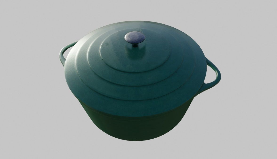 Blue Cooking Pot 3D Model Low-poly 3D model_7