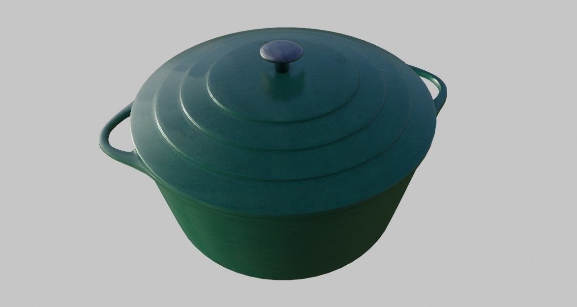 Blue Cooking Pot 3D Model Low-poly 3D model_6