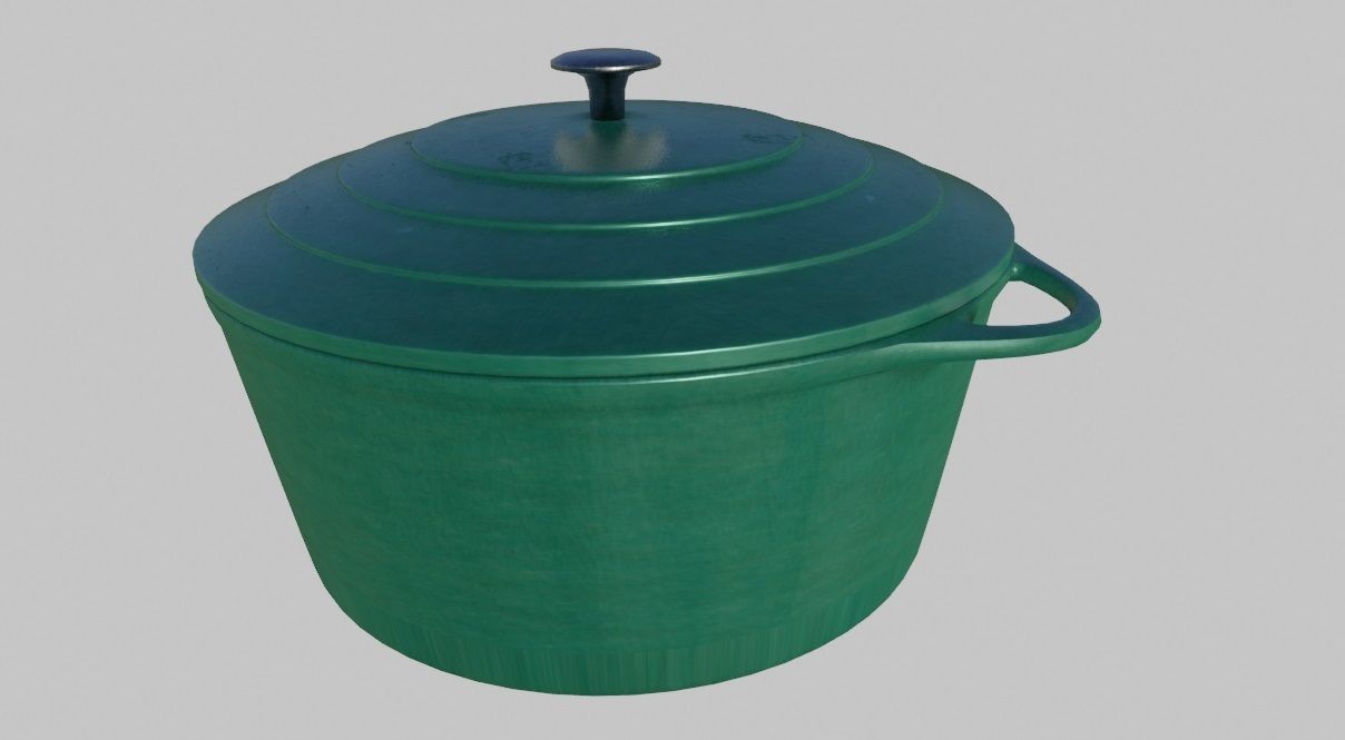 Blue Cooking Pot 3D Model Low-poly 3D model_5