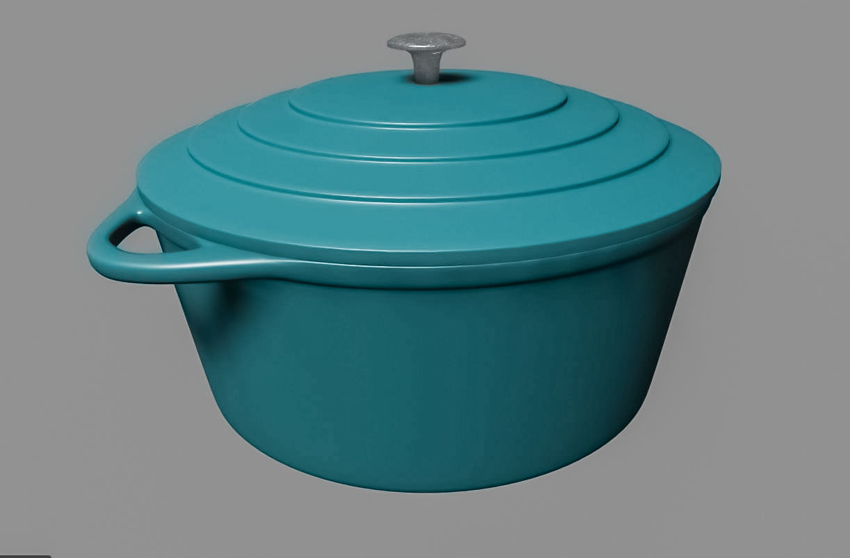 Blue Cooking Pot 3D Model Low-poly 3D model_2