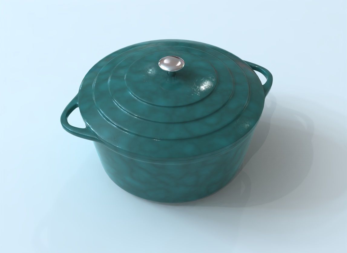 Blue Cooking Pot 3D Model Low-poly 3D model_10