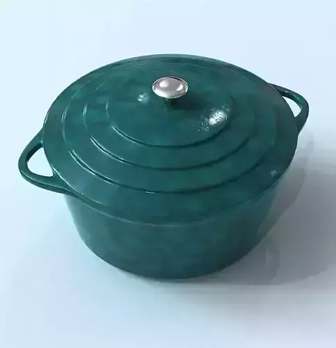 Blue Cooking Pot 3D Model  Low-poly 3D model